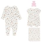 Baby Girls White Cotton Playful Bear Gift Set, 1, hi-res