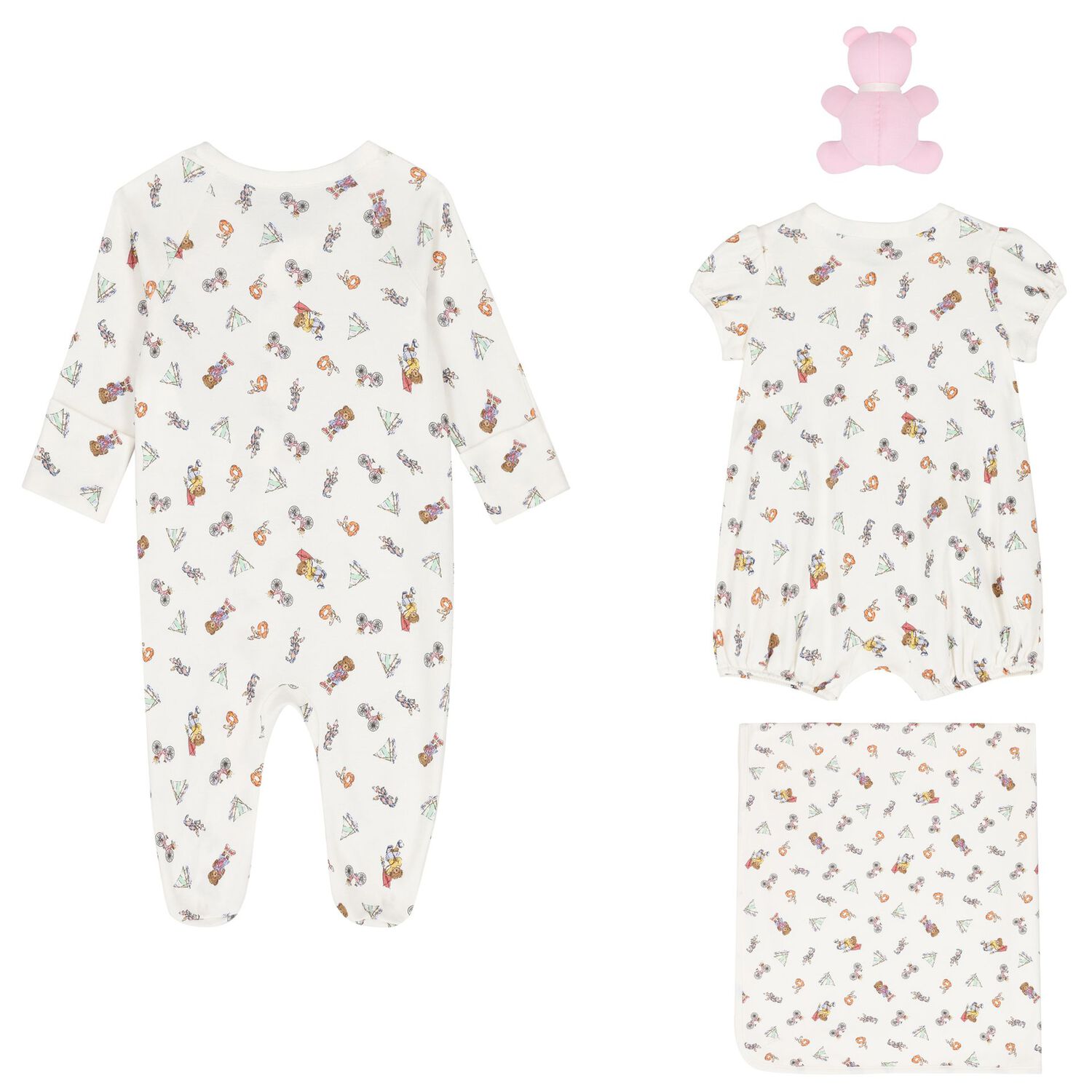 Baby Girls White Cotton Playful Bear Gift Set, 1, hi-res