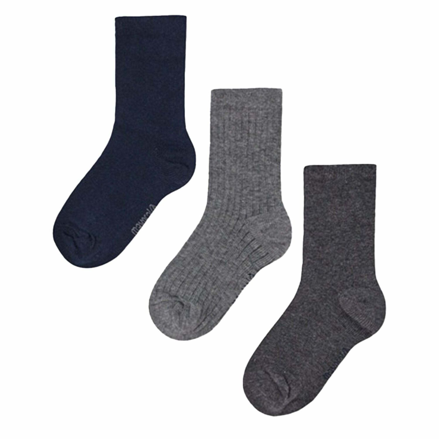 Boys Grey & Navy Socks (3 Pack), 1, hi-res
