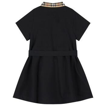 Girls Black Logo Polo Dress