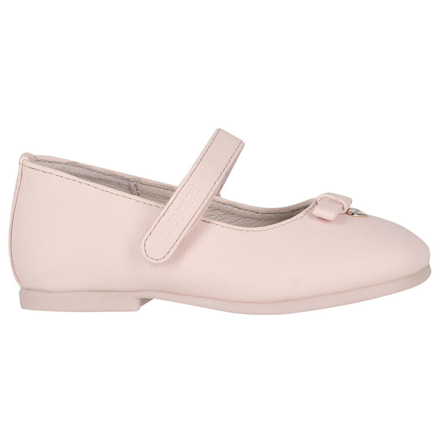 Younger Girls Pink Bow Ballerina Shoes, 2, hi-res