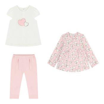 Baby Girls White & Pink Tracksuit Set ( 3 Piece )