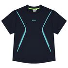 Boys Navy Blue Logo T-Shirt, 1, hi-res