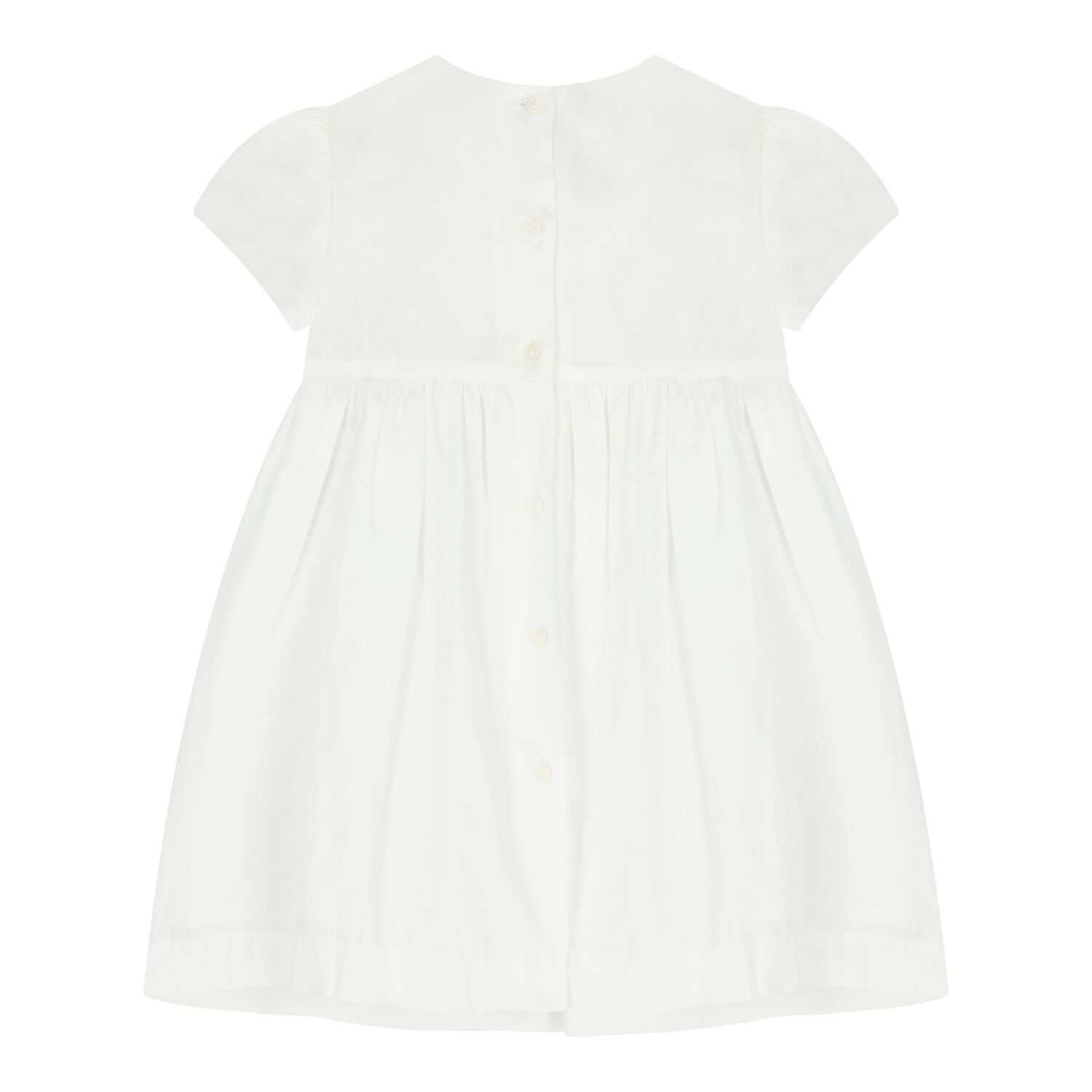 Baby Girls White Smocked Dress, 1, hi-res