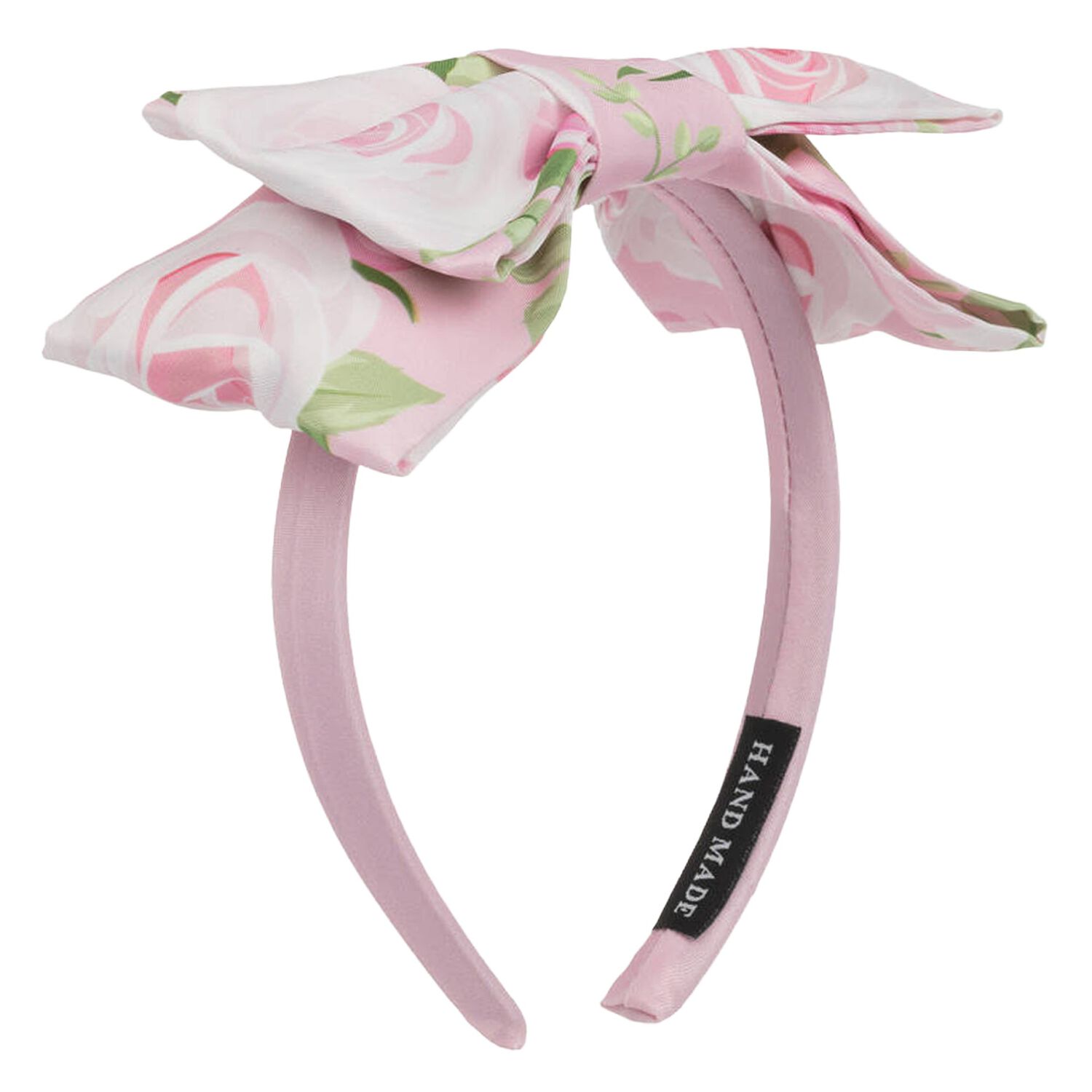 Girls Pink Floral Bow Headband, 1, hi-res