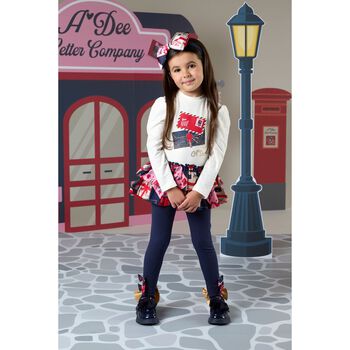 Girls White Logo Envelope Leggings Set