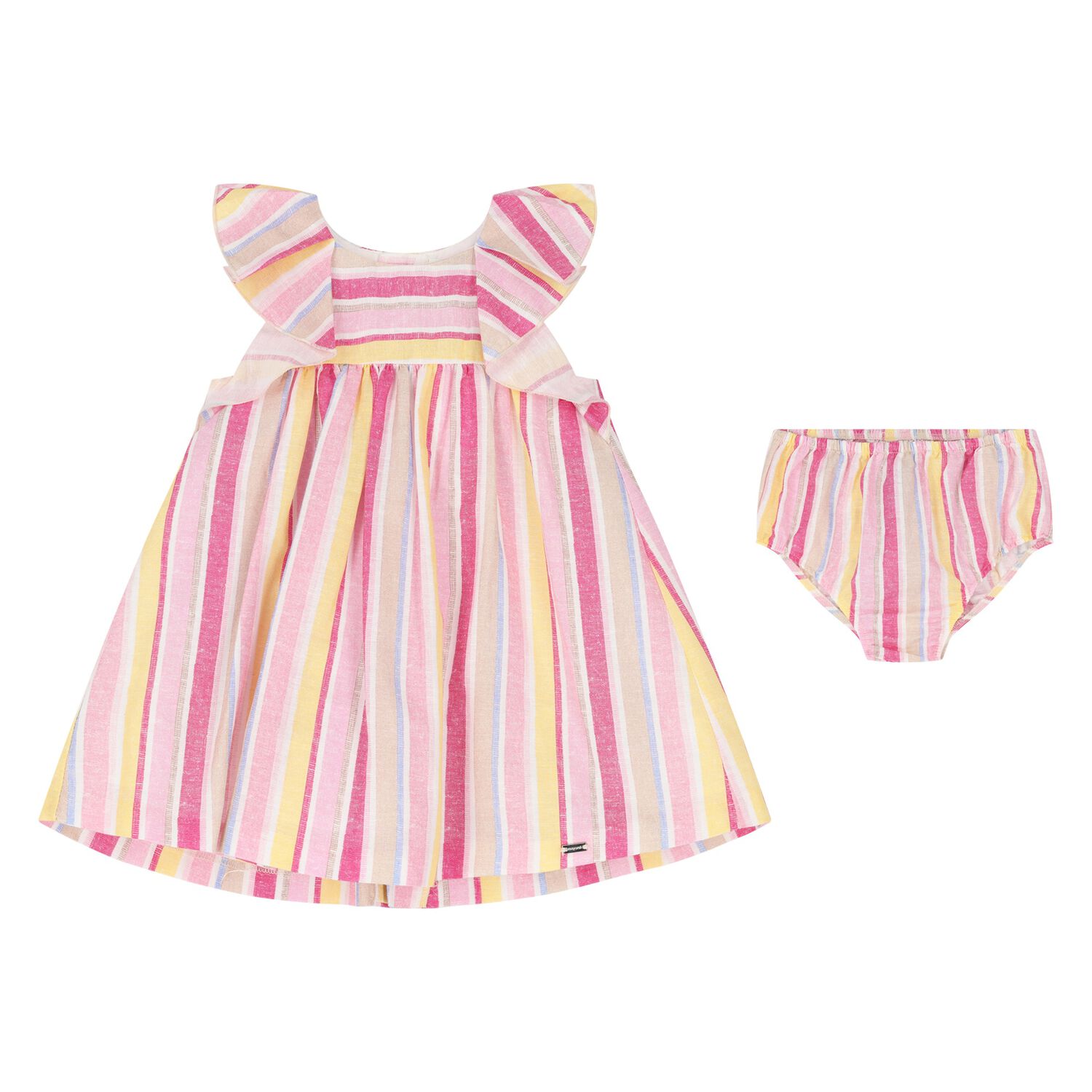 Baby Girls Multi-Coloured Striped Dress Set, 1, hi-res