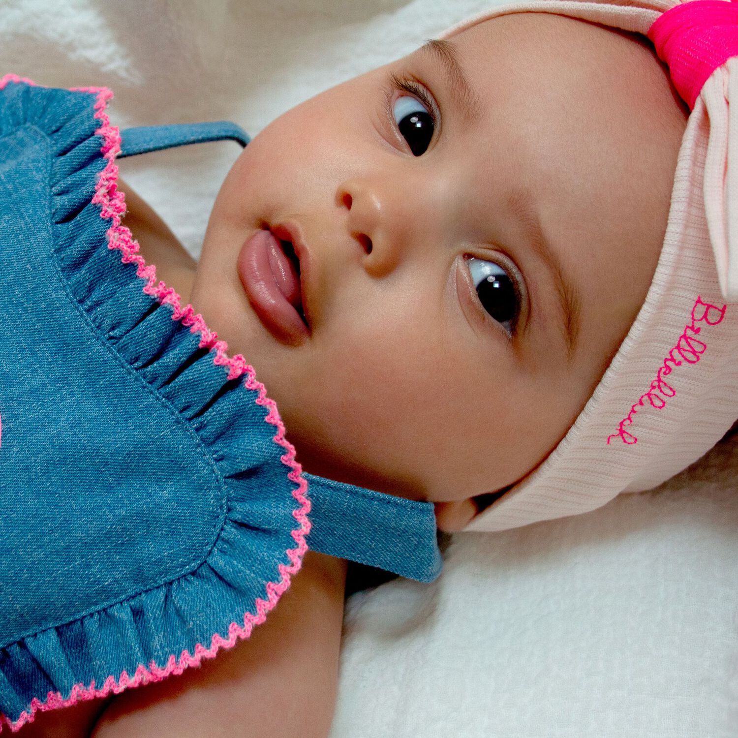 Baby Girls Blue Denim Romper, 1, hi-res image number null