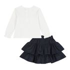 Younger Girls Ivory & Blue Skirt Set, 1, hi-res