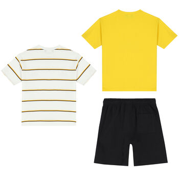 Boys Yellow & Black T-Shirt & Shorts Set (3 Piece)