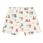 Baby Boys Orange & Ivory Teddy Bear Shorts Set, 1, hi-res