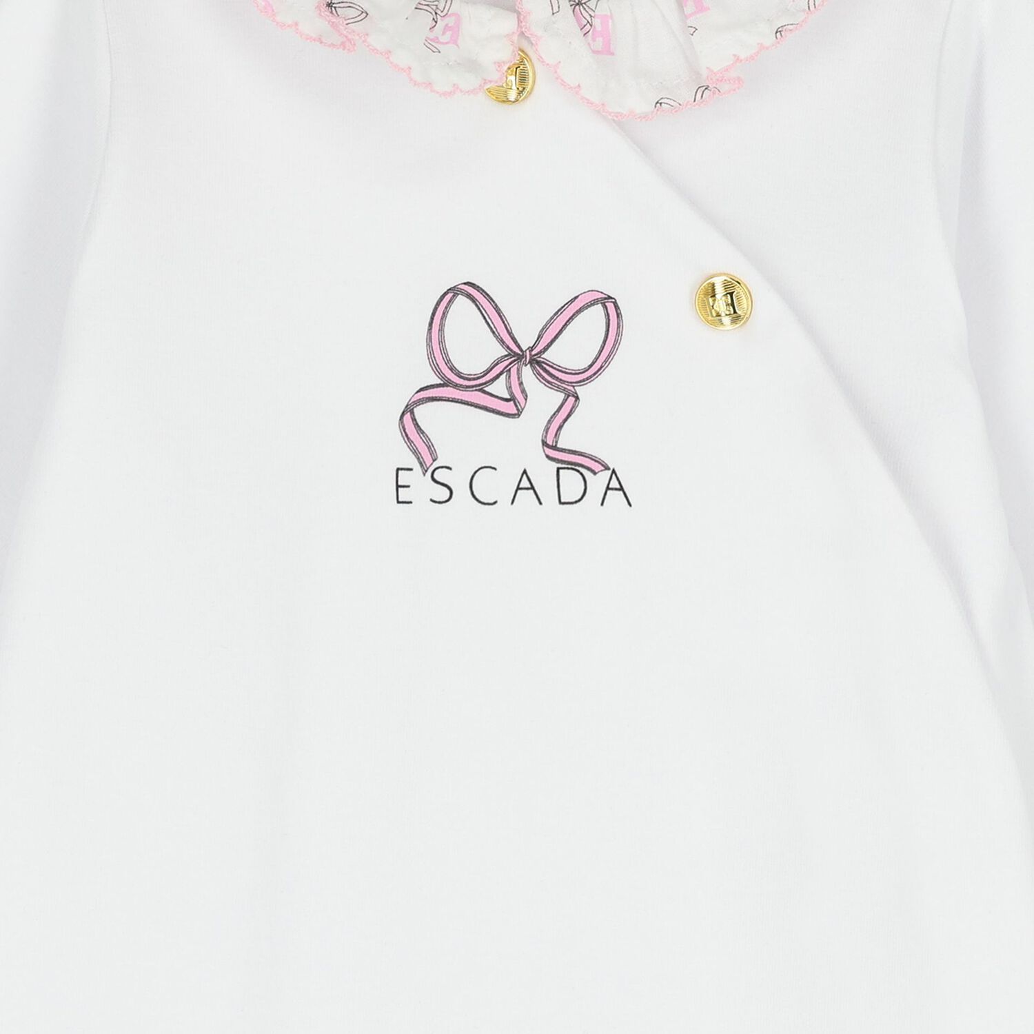 Baby Girls White Bow Logo Babygrow, 1, hi-res