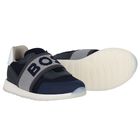 Boys Navy Blue Logo Trainers, 2, hi-res