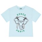 Boys Blue Elephant Logo T-Shirt, 2, hi-res