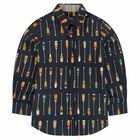 Boys Navy Printed Shirt, 1, hi-res
