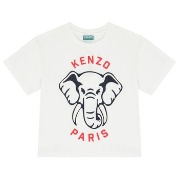 Boys White Elephant Logo T-Shirt