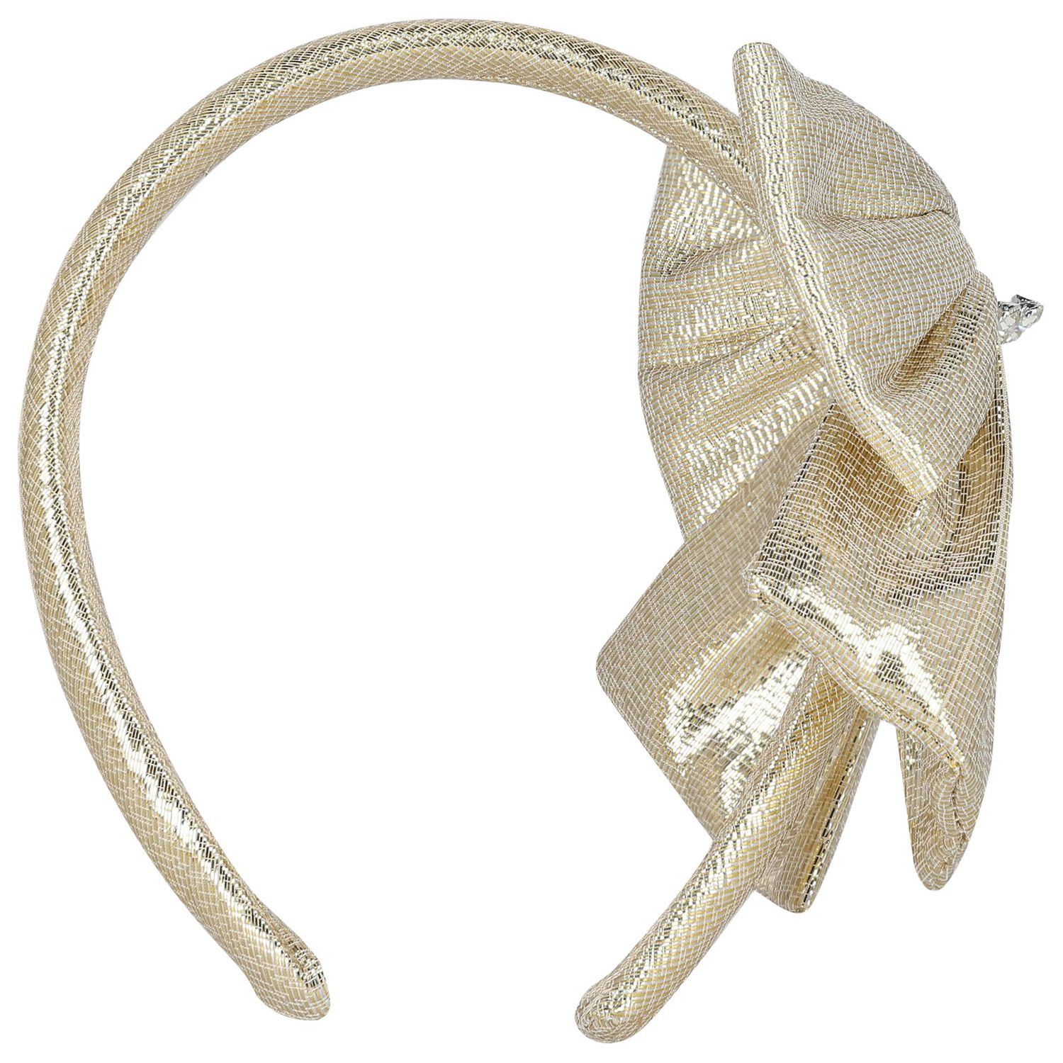Girls Gold Bow Headband, 1, hi-res