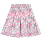 Girls Pink Logo Floral Skirt, 1, hi-res