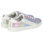 Girls Blue Iridescent Logo Trainers, 1, hi-res