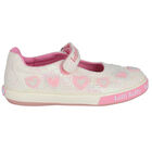 Girls Ivory Iridescent Logo Sequin Shoes, 1, hi-res