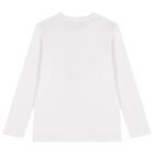 Girls White Logo Long Sleeve Top, 1, hi-res