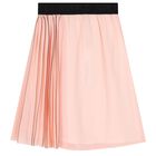 Girls Pink & Black Logo Pleated Skirt, 1, hi-res
