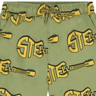 Boys Green & Yellow Guitar Swim Shorts, 1, hi-res