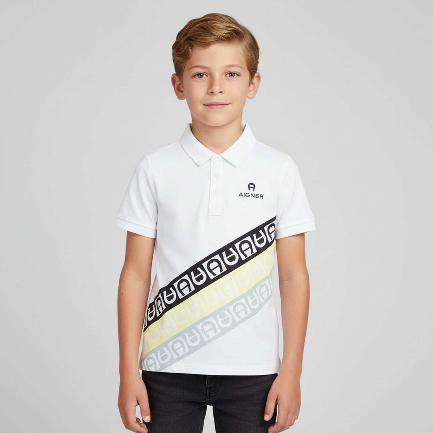 Boys White Logo Polo Shirt, 1, hi-res image number null