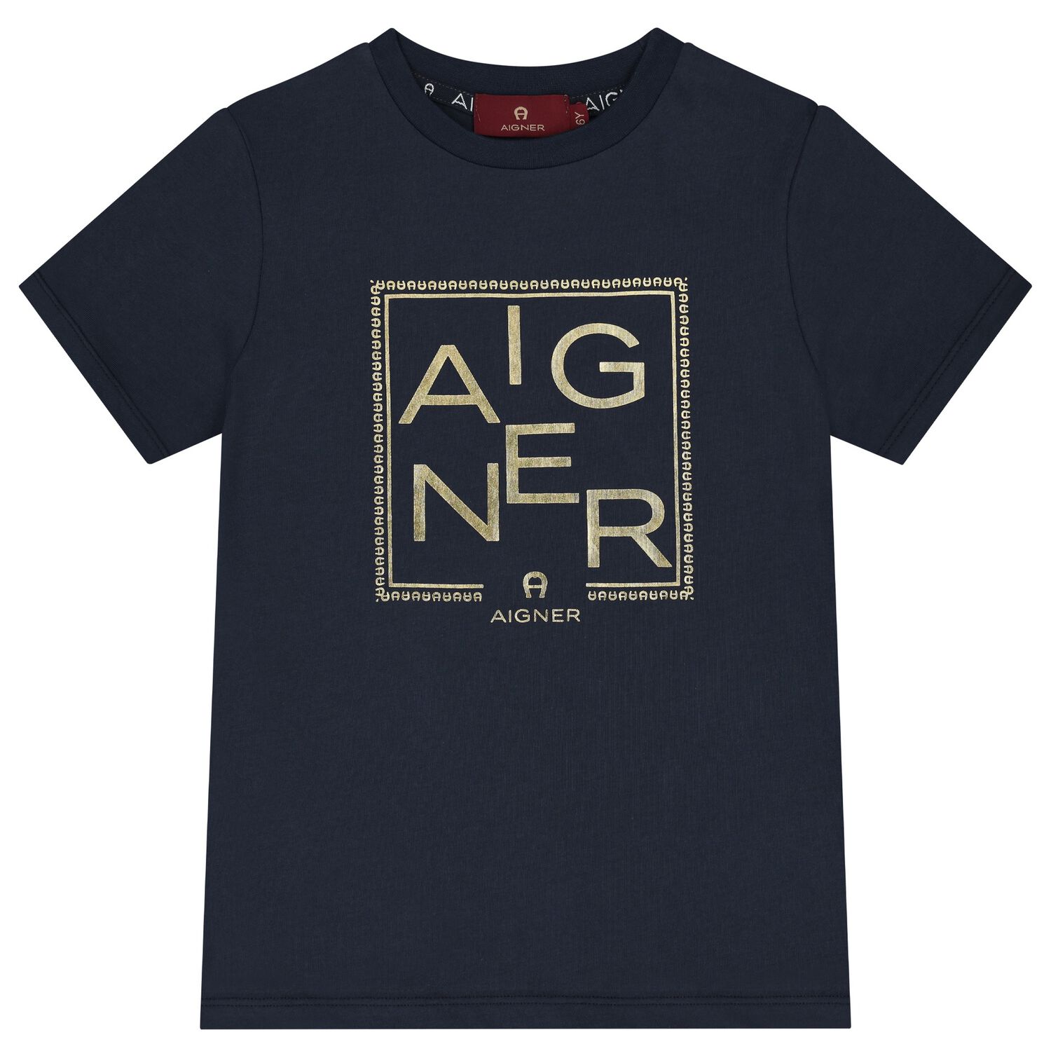 Boys Navy Blue & Gold Logo T-Shirt, 2, hi-res image number null