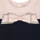 Girls Pink & Navy Pleated Dress, 1, hi-res