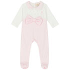 Baby Girls Pink & Ivory Embellished Babygrow, 1, hi-res