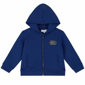 Younger Boys Blue Logo Zip Up Top