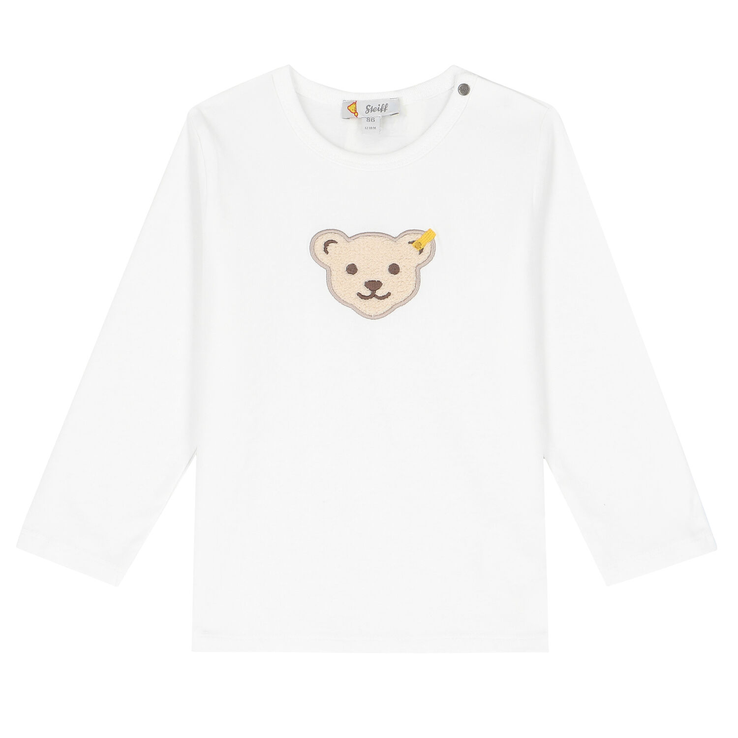 Baby Boys White Teddy Long Sleeve Top, 1, hi-res image number null