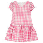Girls Pink & White Gingham Dress, 1, hi-res