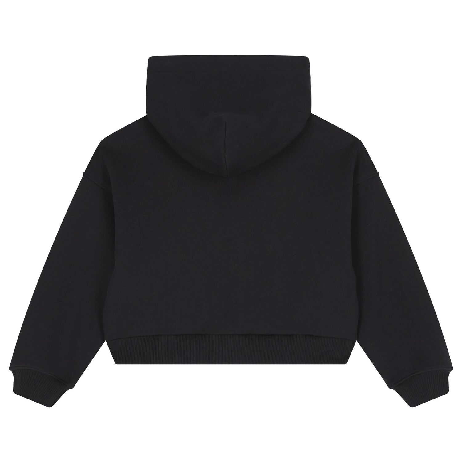 Girls Black Logo Hooded Zip Up Top, 1, hi-res