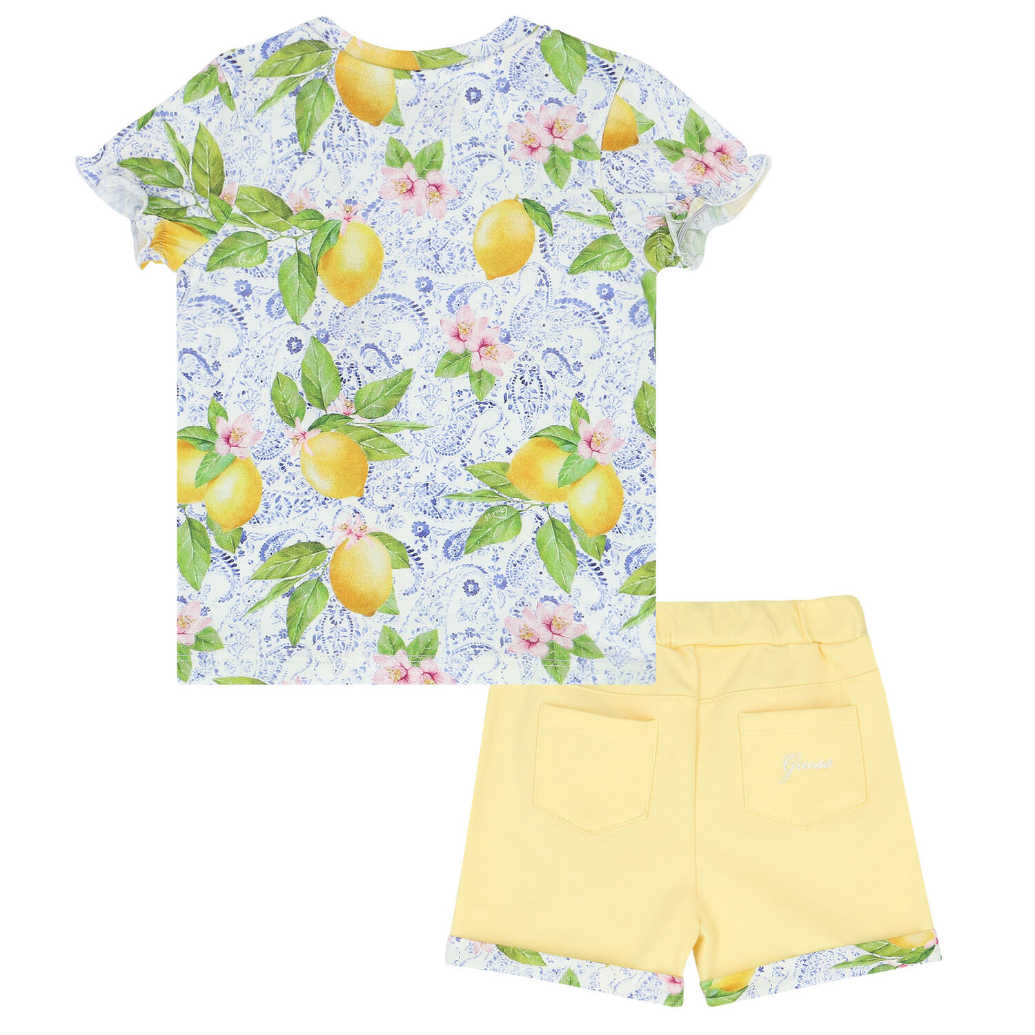 Baby Girls Yellow Lemon Shorts Set, 1, hi-res