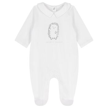 White Logo Hedgehog Babygrow