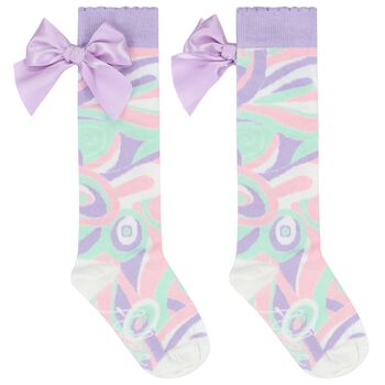 Girls Aqua & Purple Abstract Socks