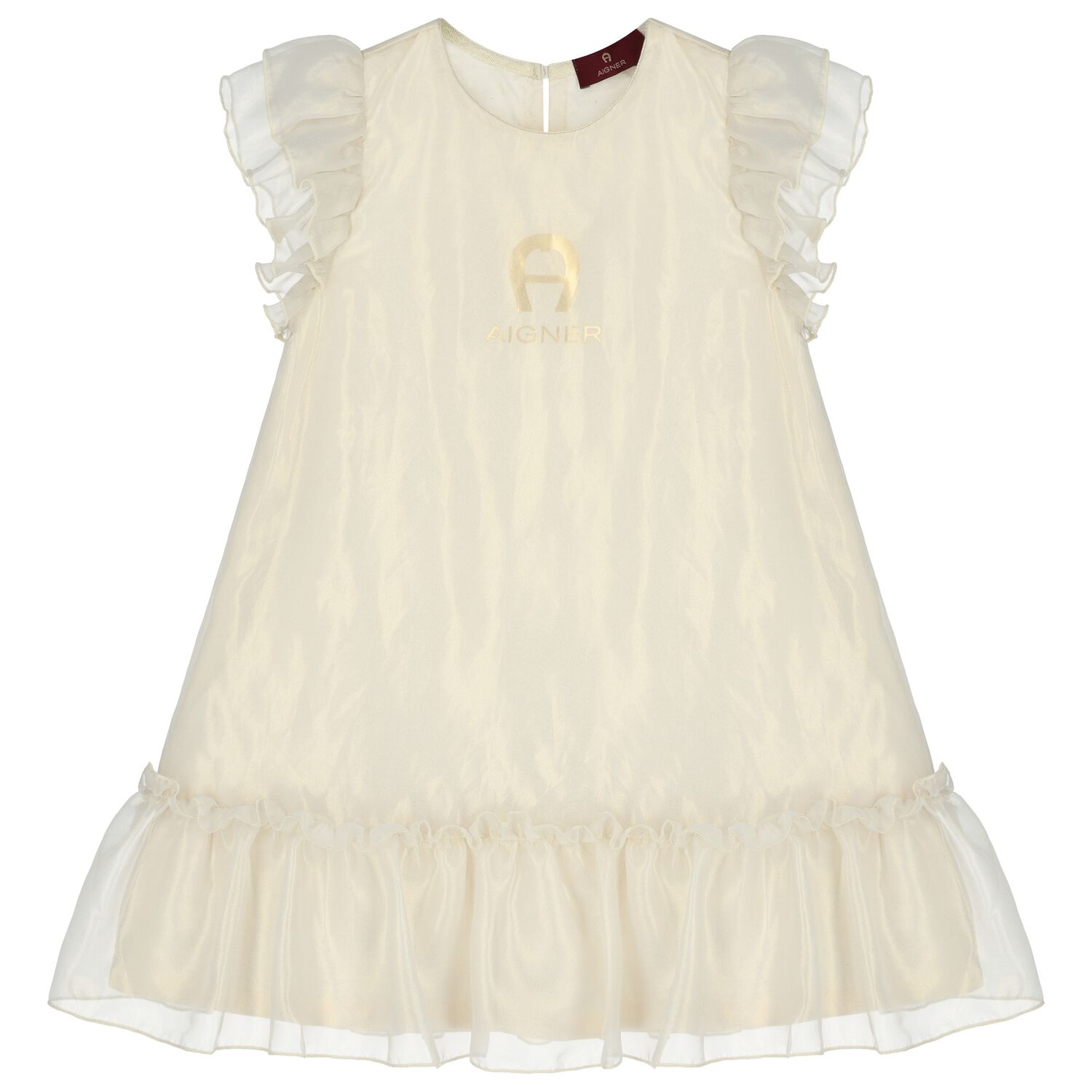 Girls Gold Logo Dress, 1, hi-res