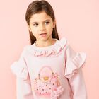 Girls Pink Logo Bag Ruffled Dress, 2, hi-res