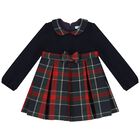 Younger Girls Navy Blue & Red Dress, 1, hi-res
