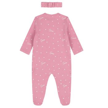 Baby Girls Pink Heart Babygrow Gift Set