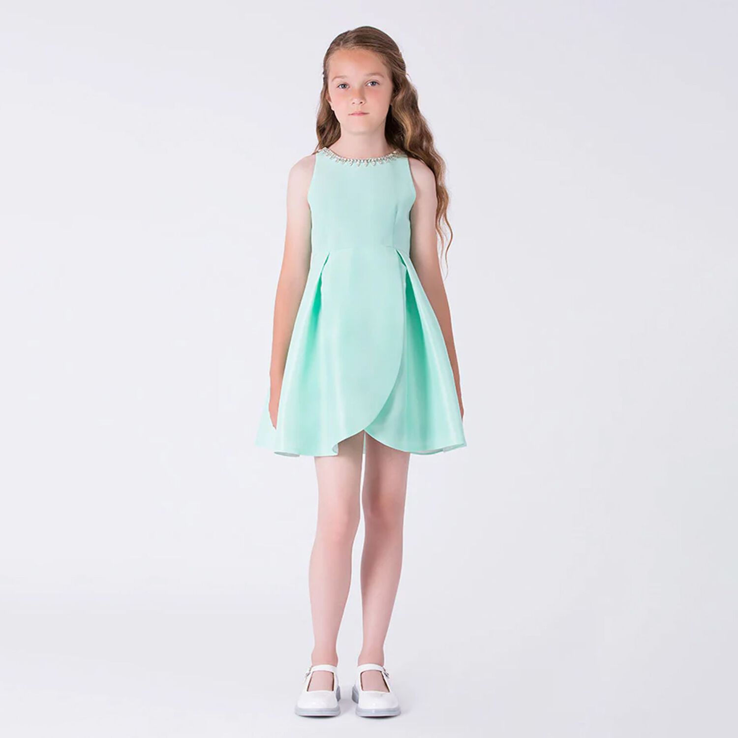 Girls Mint Green Sleeveless Dress, 1, hi-res