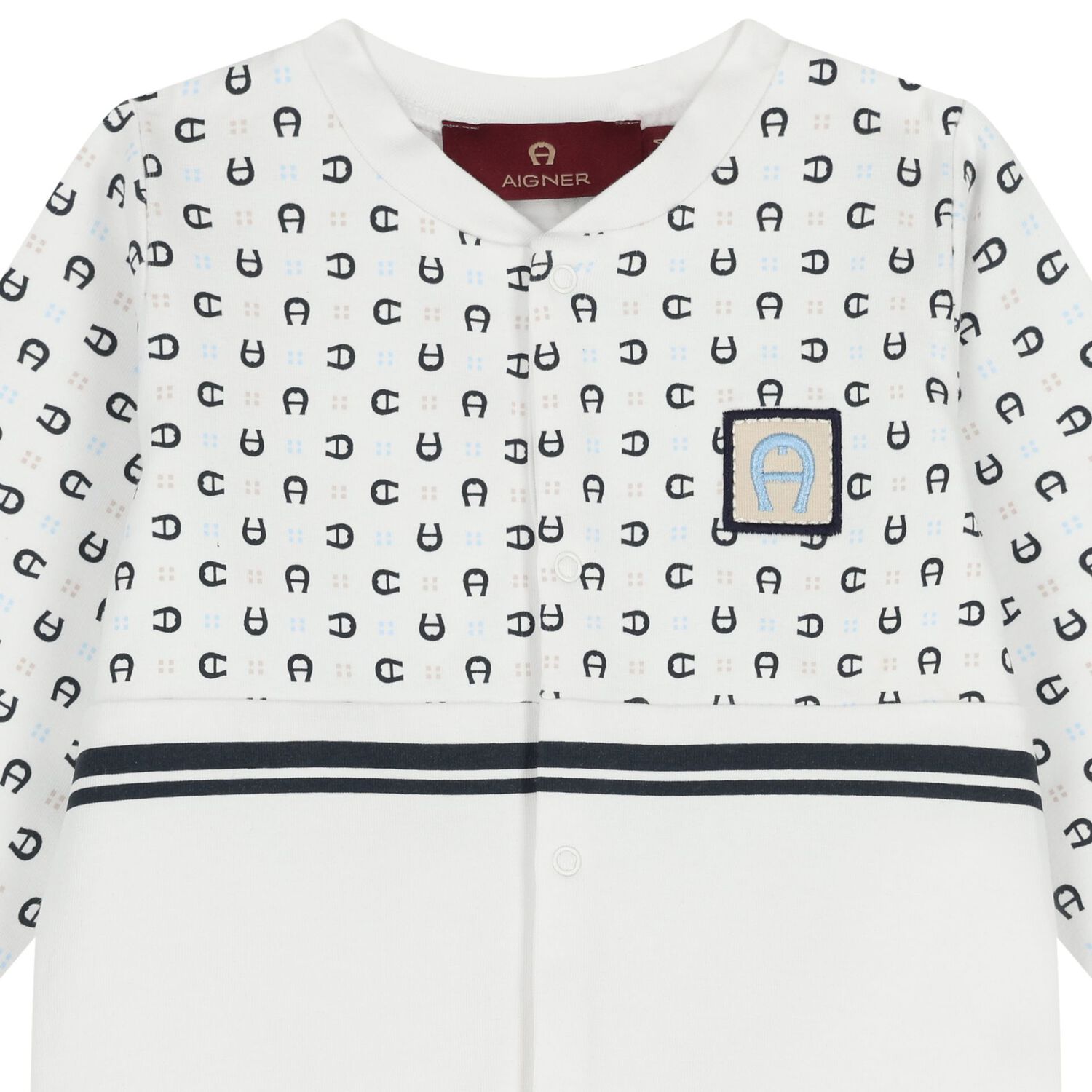 Baby Boys White & Navy Blue Logo Babygrow Set, 1, hi-res