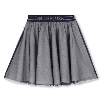 Girls Grey & Navy Blue Logo Skirt