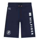 Boys Navy Logo Shorts, 1, hi-res