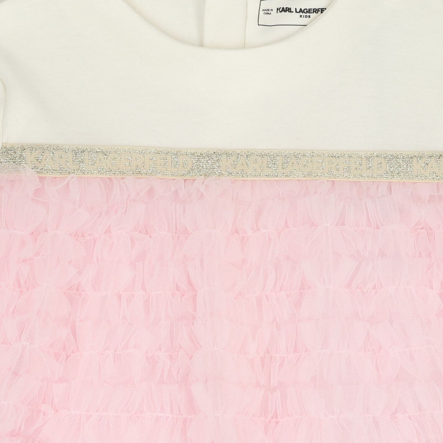 Baby Girls White & Pink Ruffled Dress, 1, hi-res