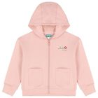 Girls Pink Logo Hooded Zip Up Top, 1, hi-res