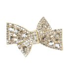 Girls Gold Diamante Embellished Bow Hair Clip, 1, hi-res