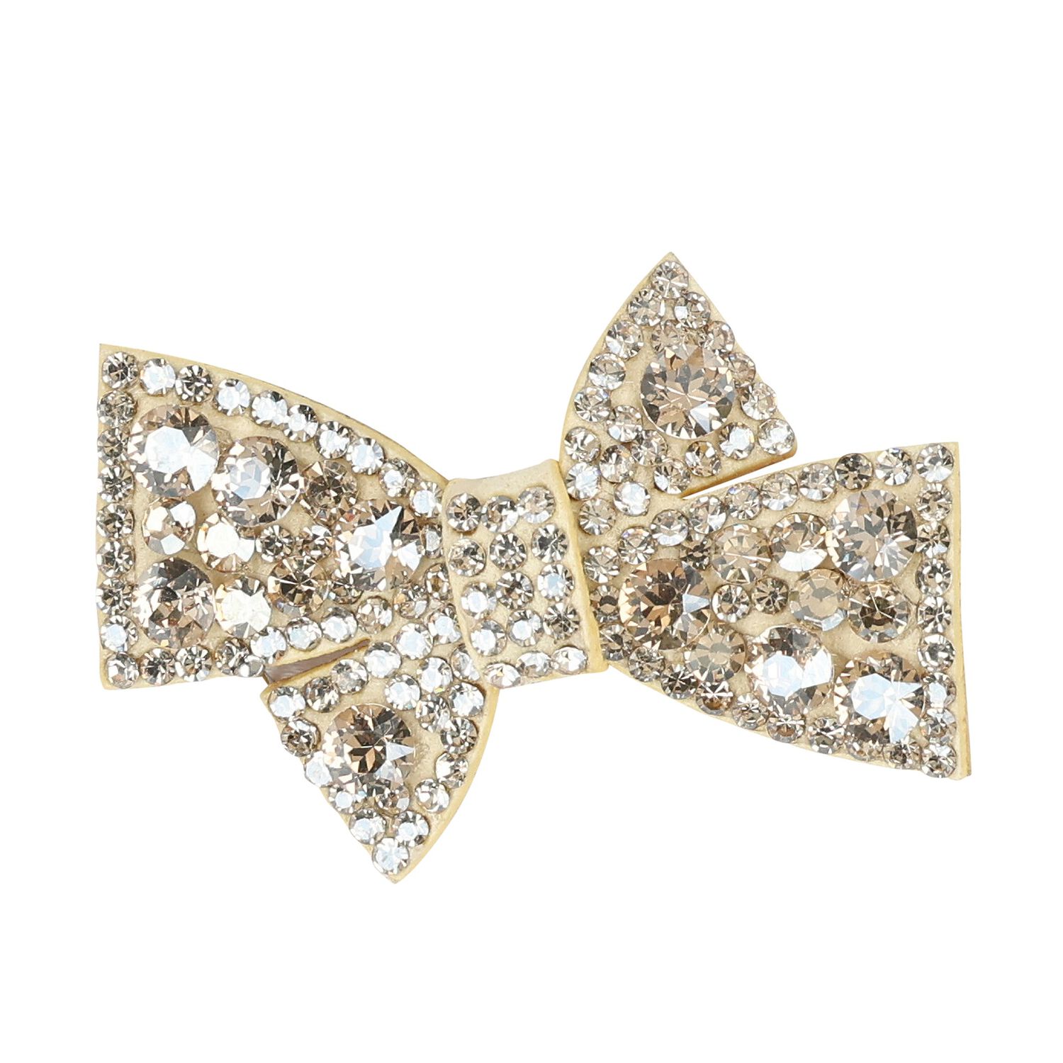 Girls Gold Diamante Embellished Bow Hair Clip, 1, hi-res